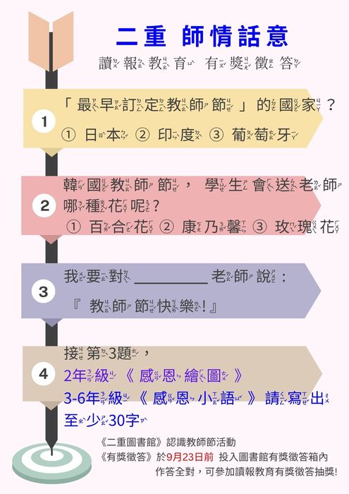 低中高 9月讀報教育 有獎徵答圖片