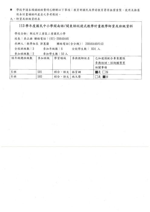 113學年度二重國小閩南語沉浸式教學計畫(5)